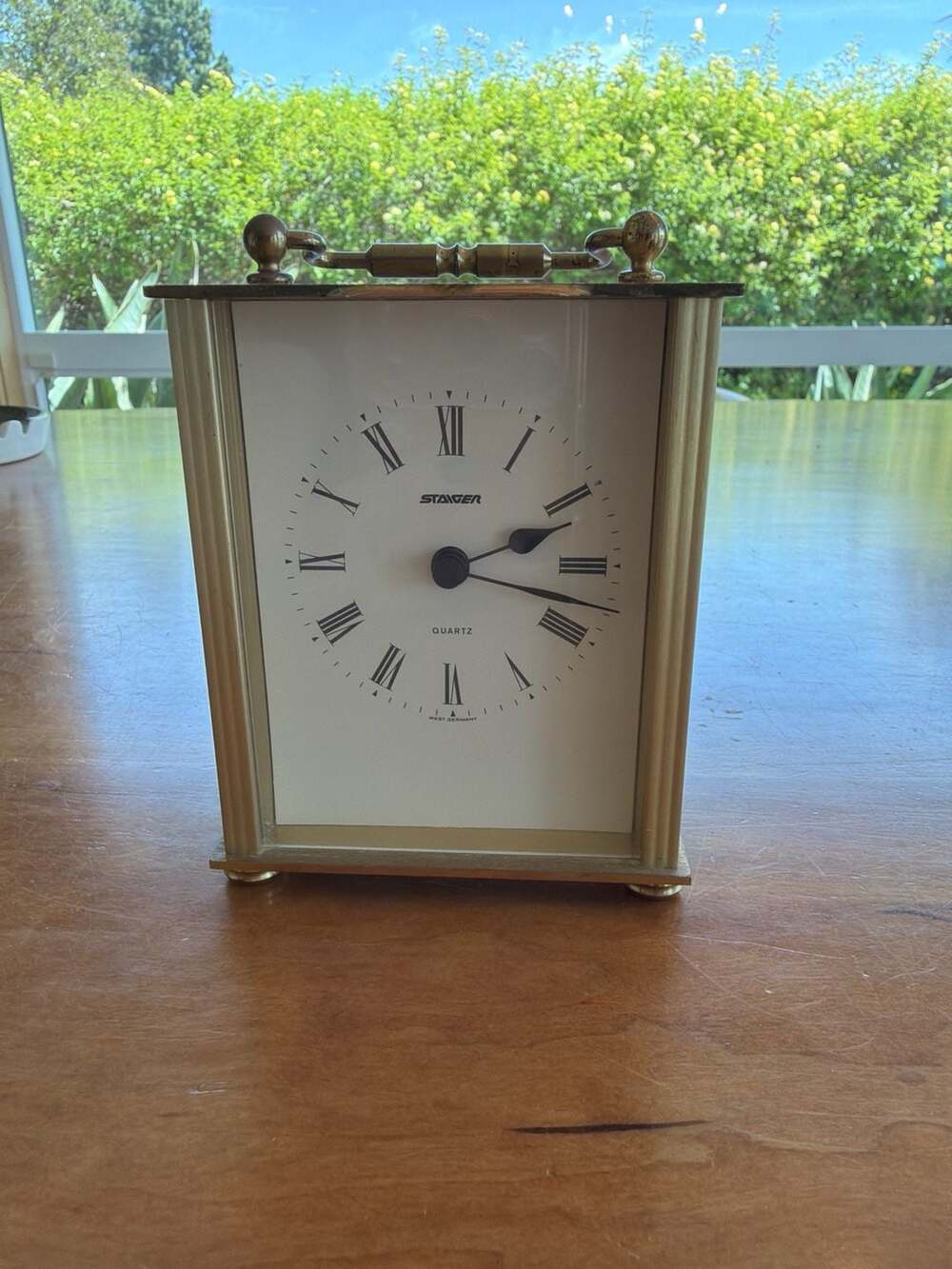 Staiger West Germany Brass Quartz Carriage Clock with Roman Numerals